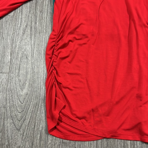 A:glow Maternity Size Small Set of 2 Teal and Red Long Sleeve Rouched Tunic Tops - Picture 4 of 5